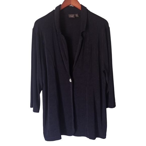 Chicos Travelers Metal Button Slinky Mid- Length Cardigan - Picture 1 of 5